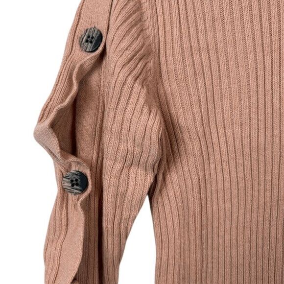 NEW! N12H Gigi Sweater Dusty Rose Mock Neck Shoulder Cut Out Rib Knit Size XS - Picture 5 of 12